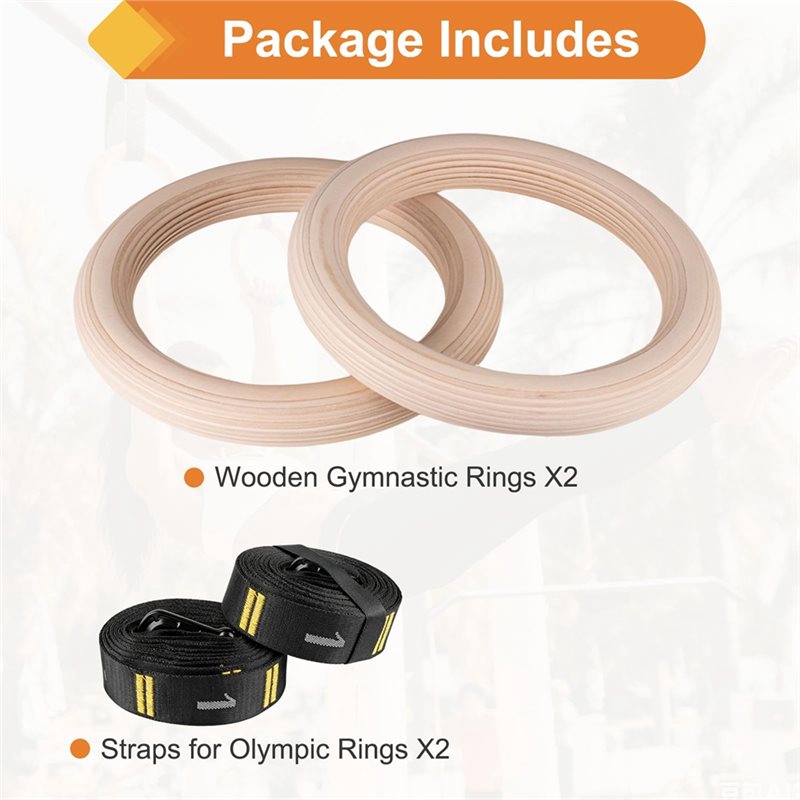 Gymnastic Ring Wood - 1.25インチの番号付き木製体操リング、キャリステニクス器具