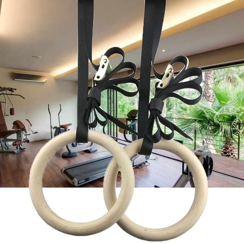 調節可能なロングバックル付きフィットネス体操リング、木製ジム - Gymnastic Ring Wood のレビューと価格