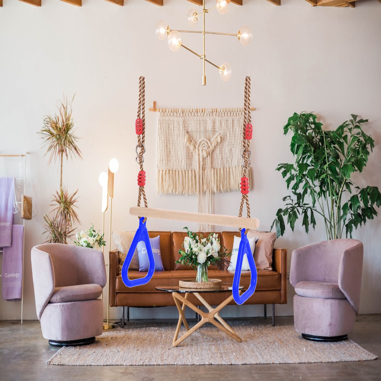 屋内外で楽しめるブランコセット、裏庭用木製バー、体操リング、 - Gymnastic Ring Wood のレビューと価格