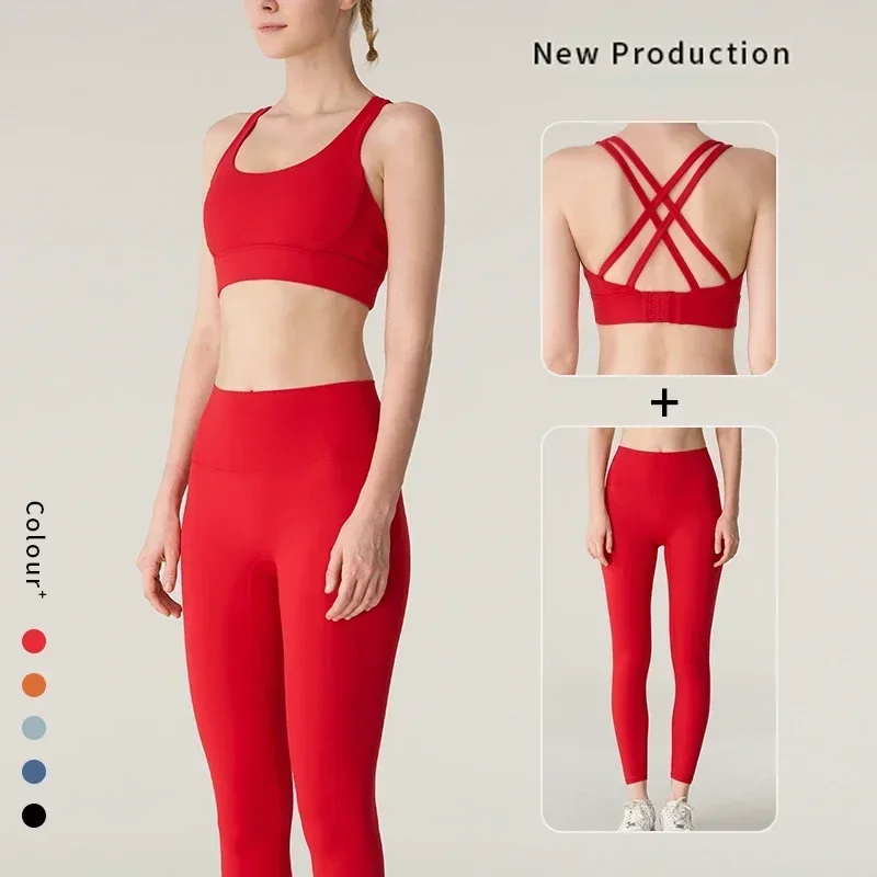 レディース2ピースヨガセット セクシーなクロスバック調整可能 - Crossfit Vest のレビューと価格