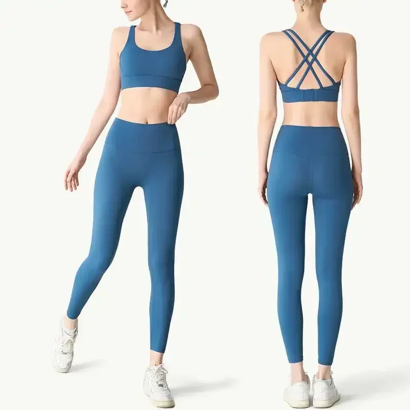 レディース2ピースヨガセット セクシーなクロスバック調整可能 - Crossfit Vest のレビューと価格