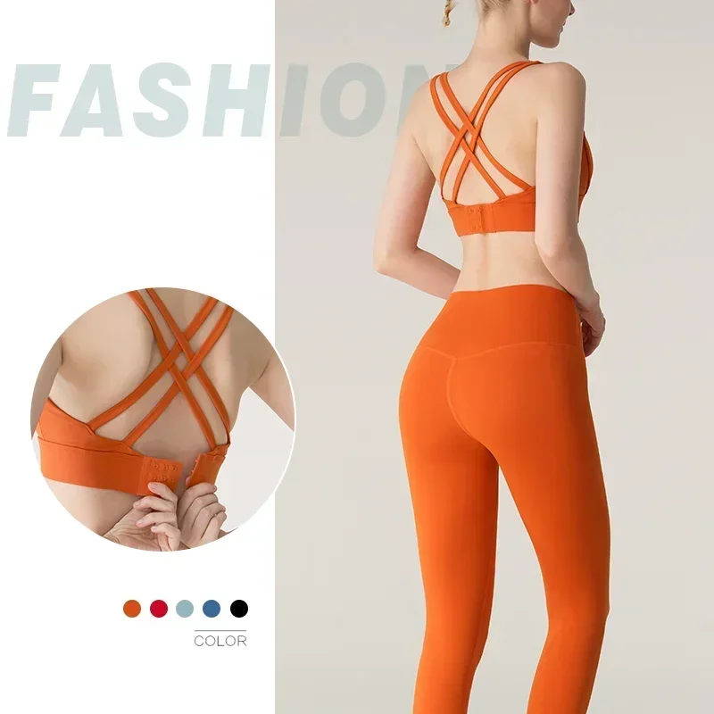 レディース2ピースヨガセット セクシーなクロスバック調整可能 - Crossfit Vest のレビューと価格