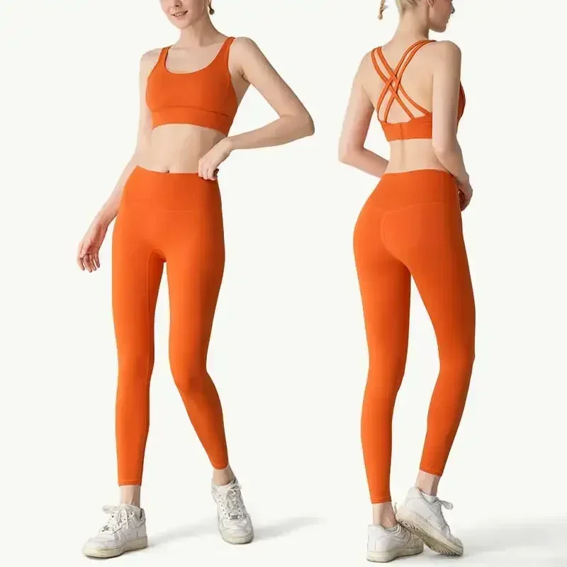 レディース2ピースヨガセット セクシーなクロスバック調整可能 - Crossfit Vest のレビューと価格